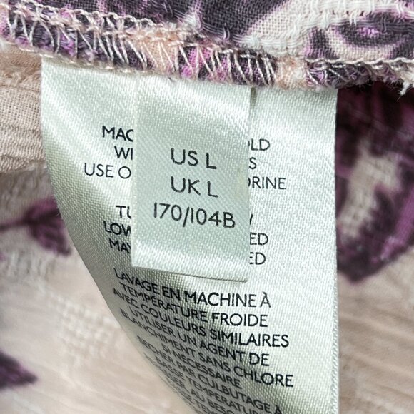 Free People Sunbaked Swing Dress in Petal Pink Floral Crepe Ruffled Sz L - NWOT - Picture 7 of 9